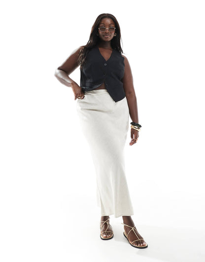 Curve Linen Blend Bias Maxi Skirt