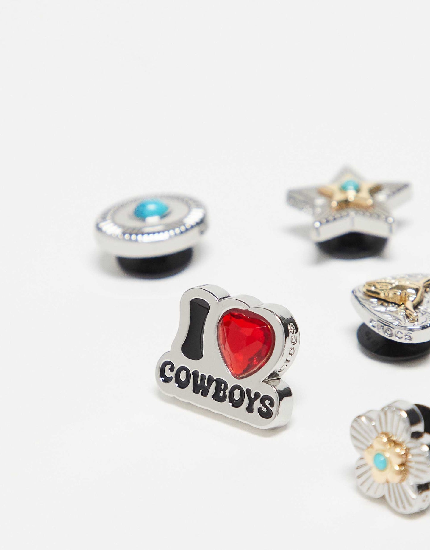 Silver I Heart Cowboys 5 Pack Jibbitz