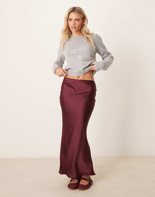 Petite Satin Midi Bias Skirt