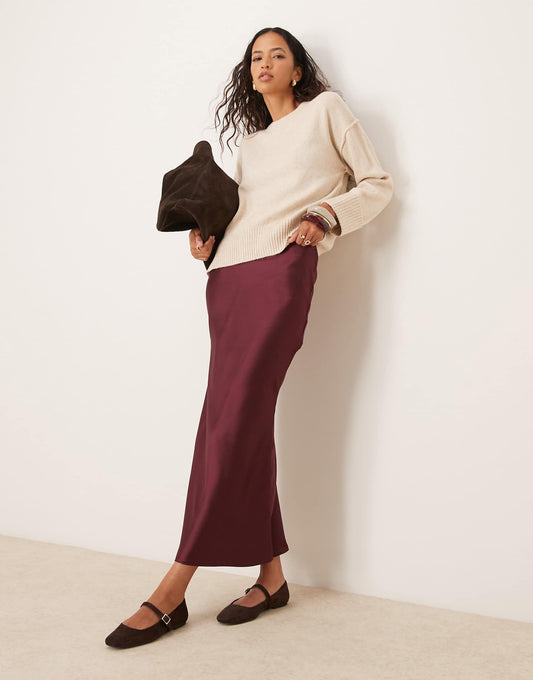 Satin Midi Bias Skirt