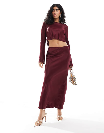 Satin Bias Maxi Skirt