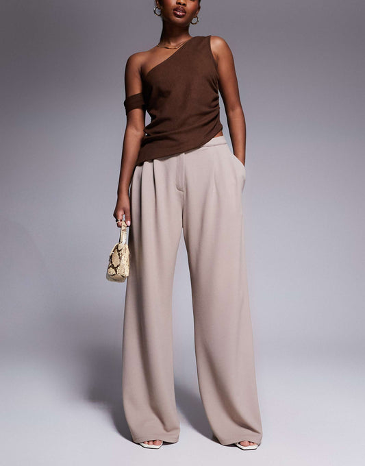 Pleat Front Wide Leg Trouser