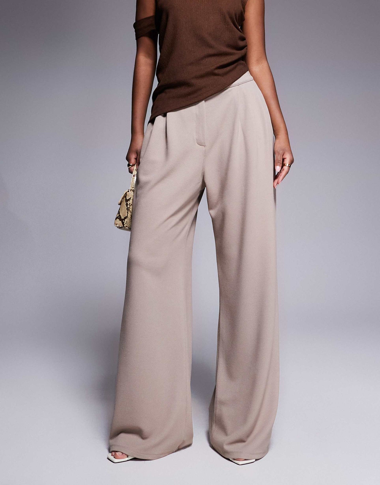 Pleat Front Wide Leg Trouser