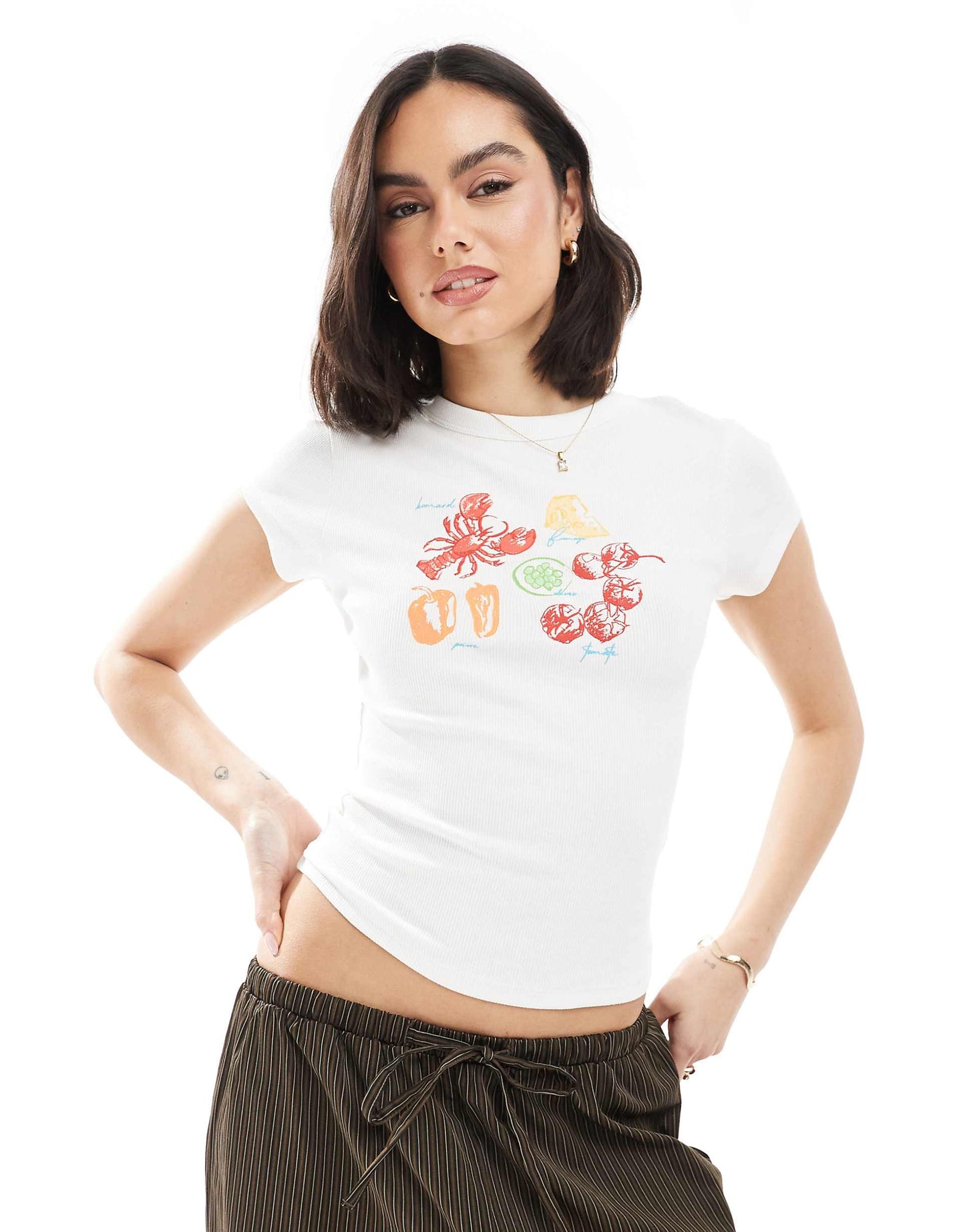 Ribbed Baby Tee With Lobster Graphic