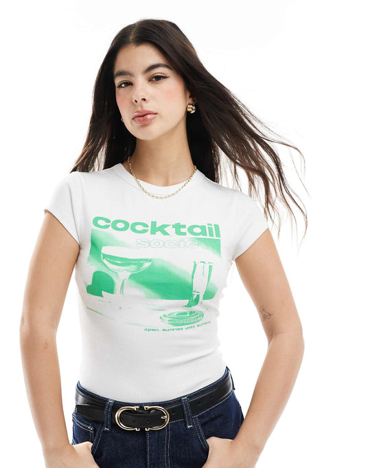 Baby Tee With Cocktail Graphic