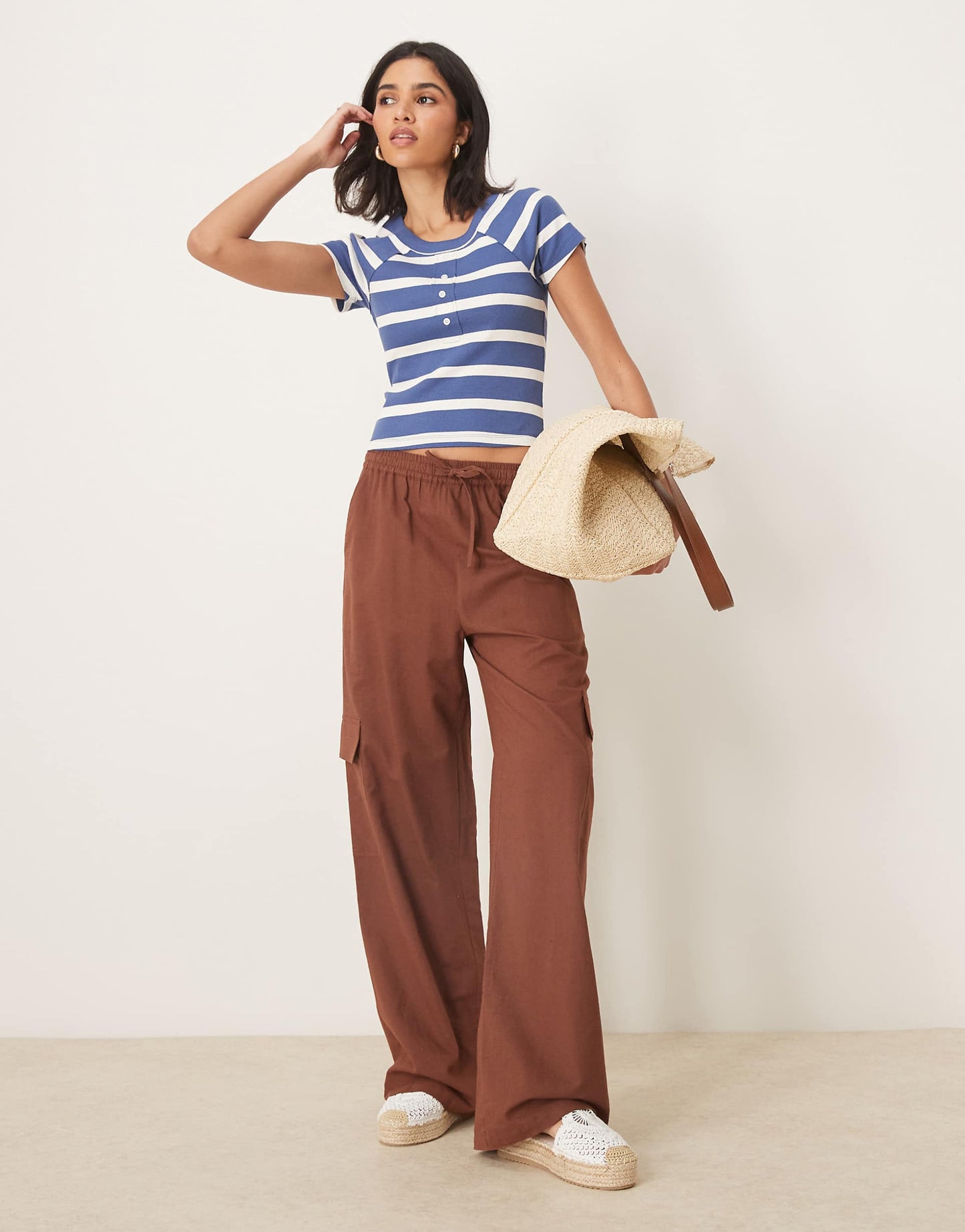 Scoop Neck Button Front Tee