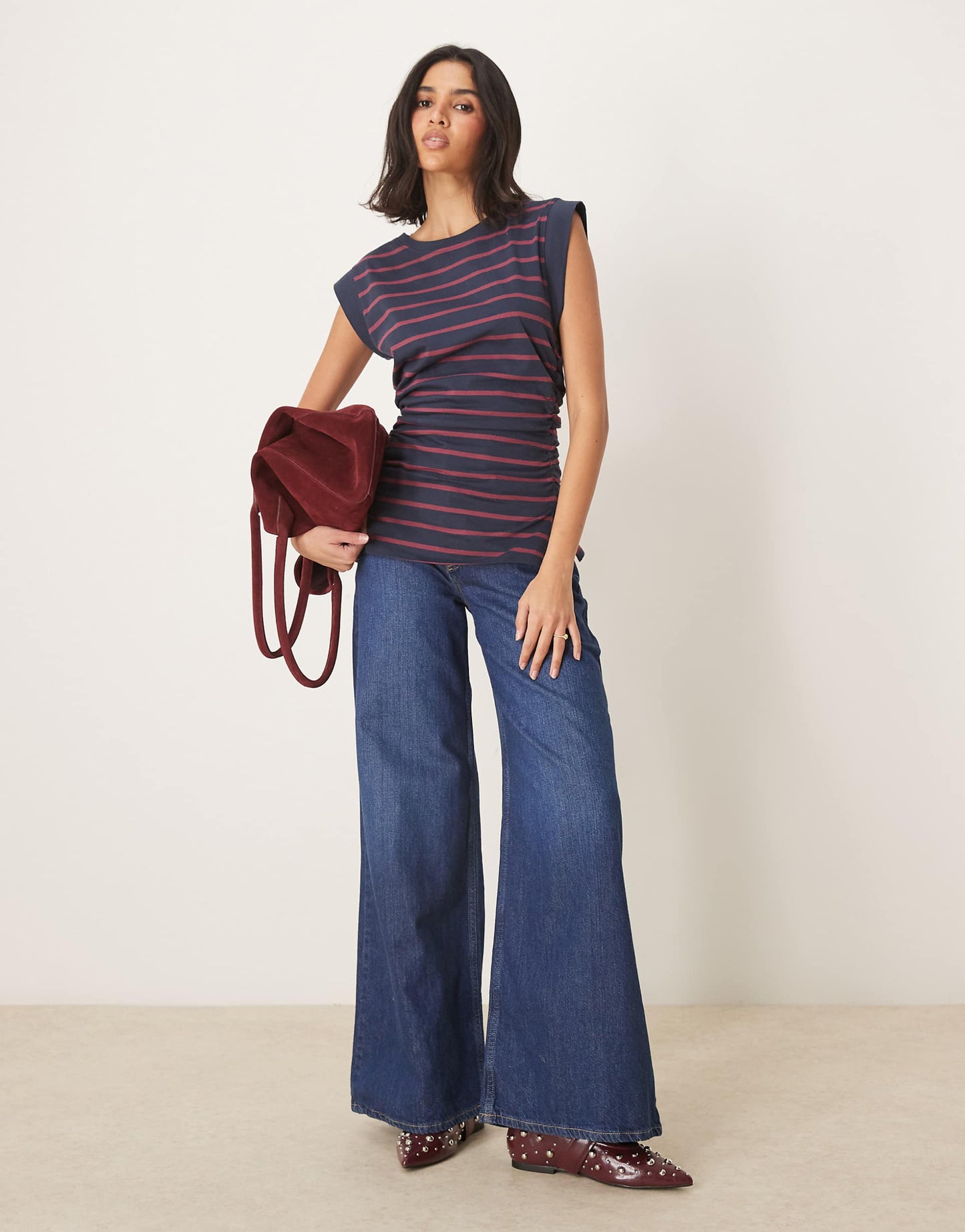 Corset Waist Sharp Shoulder  Tank Top