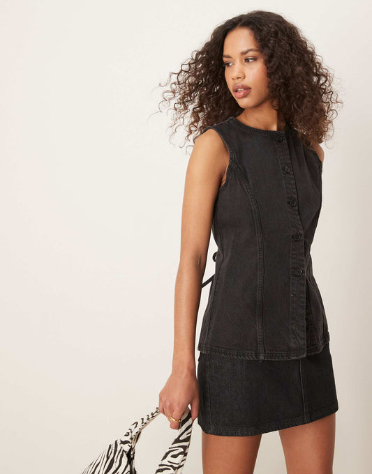 Longline Denim Waistcoat