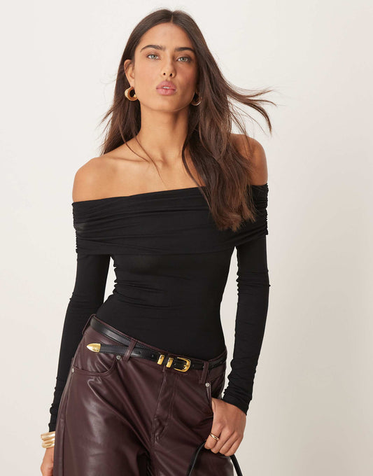 Long Sleeve Bardot Bodysuit