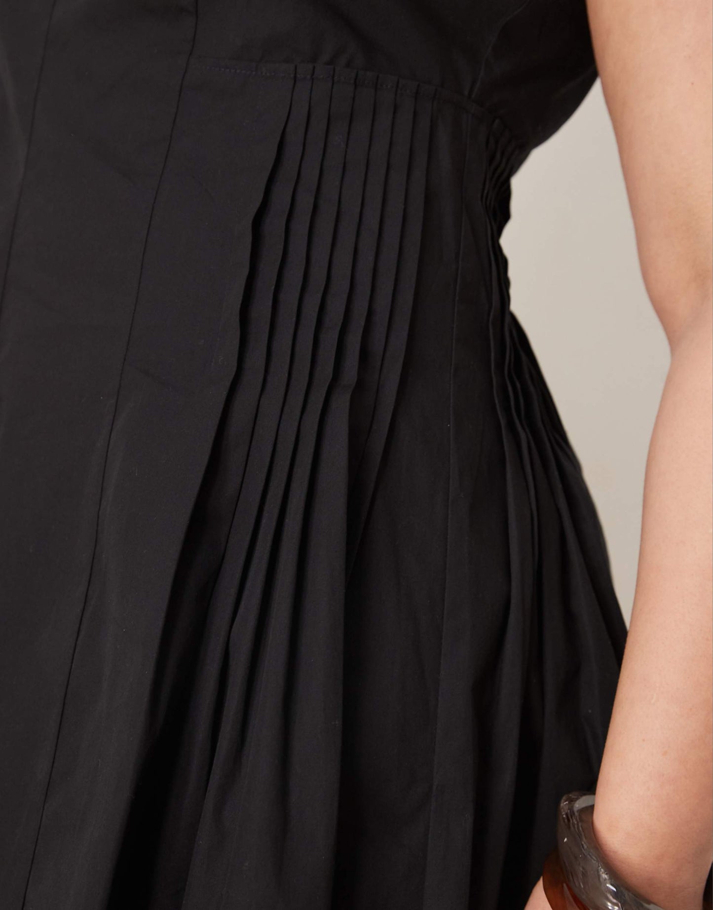 Curve Scoop Neck Pleat Waist Mini Dress