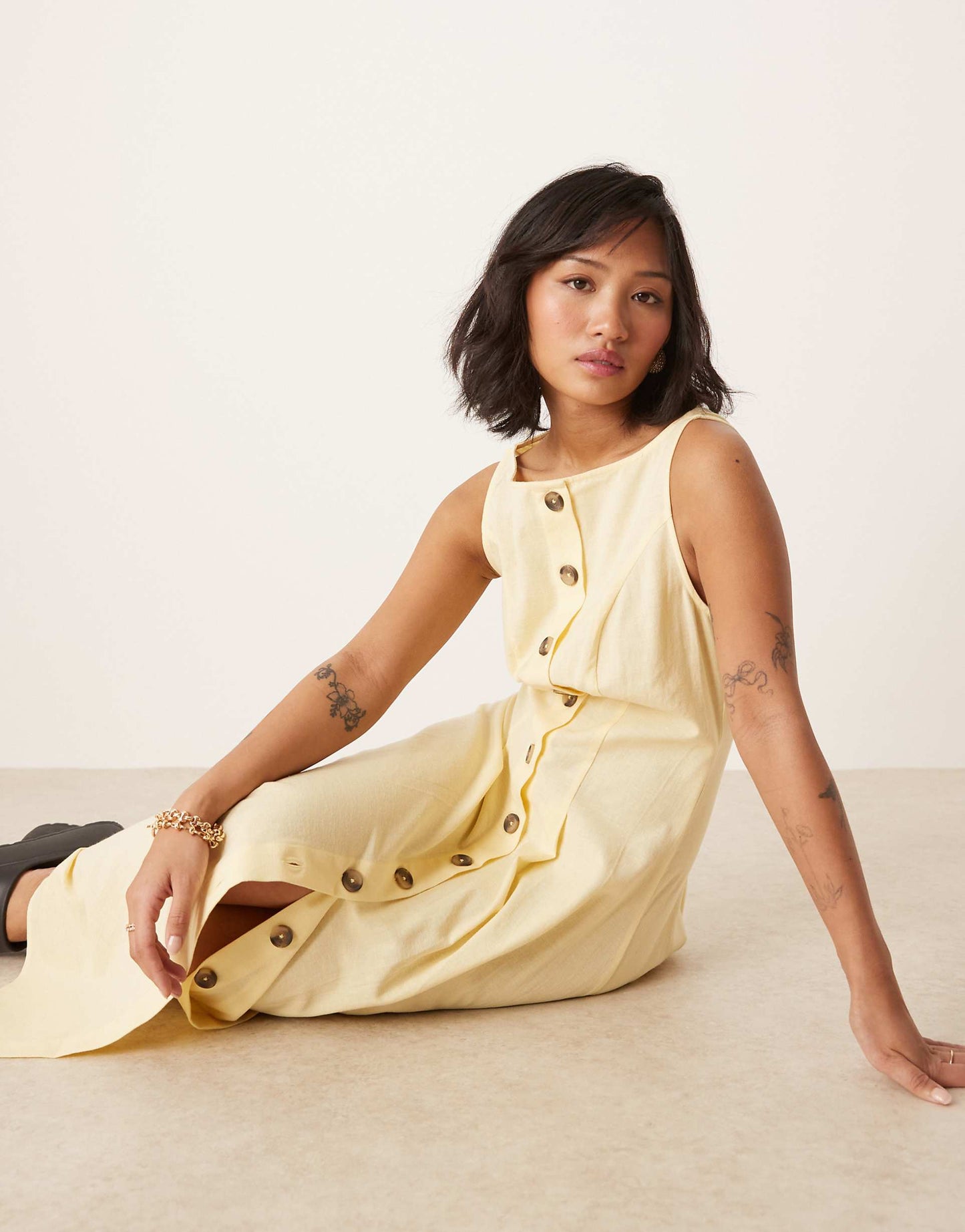 Petite Slash Neck Button Down Waistcoat Maxi Dress