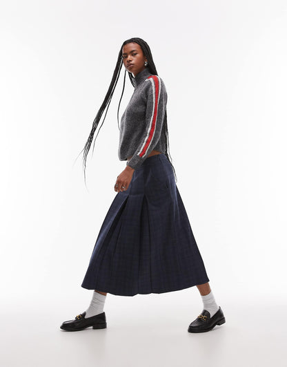 Box Pleat Midi Skirt