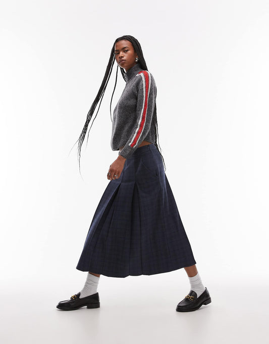 Box Pleat Midi Skirt
