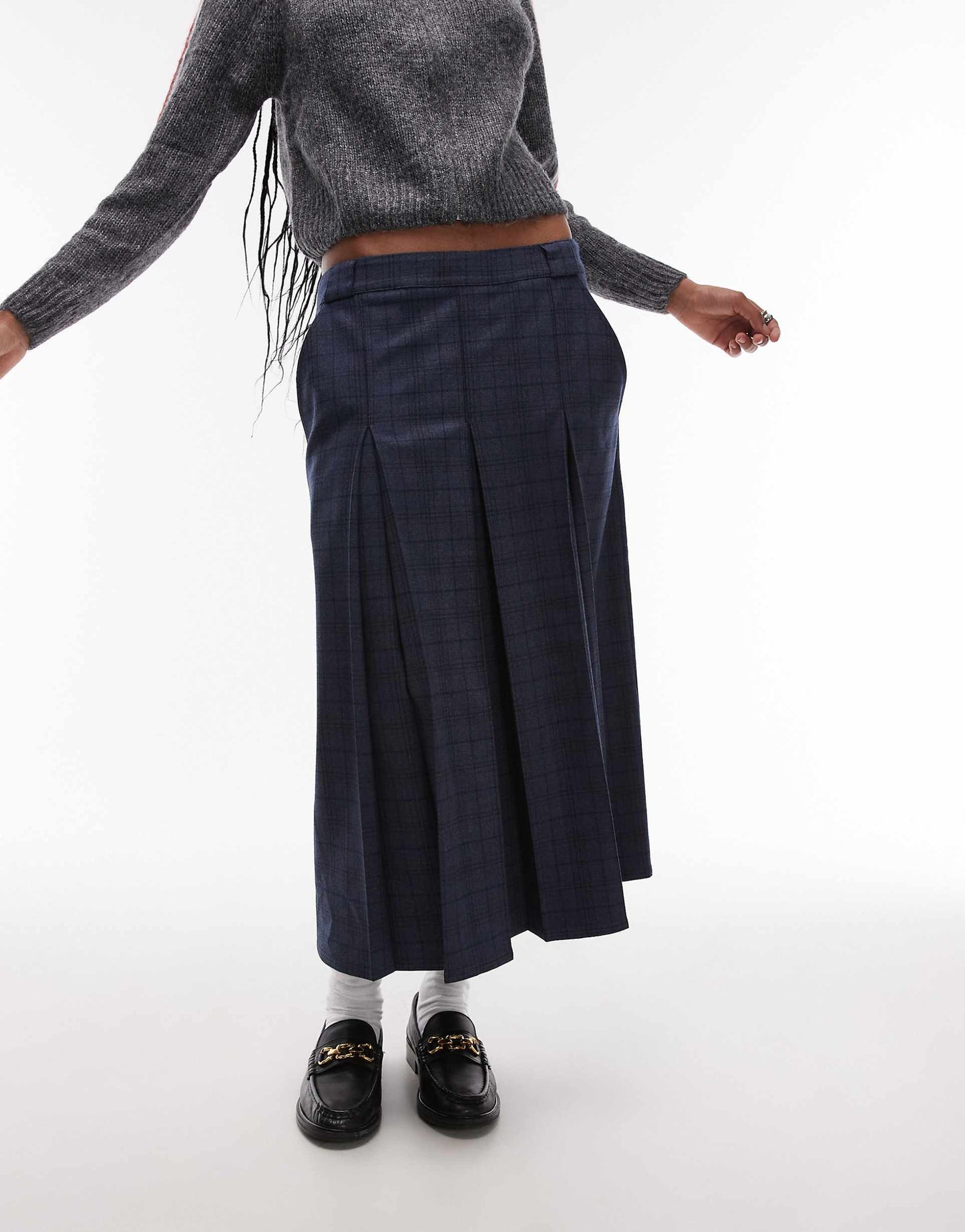 Box Pleat Midi Skirt