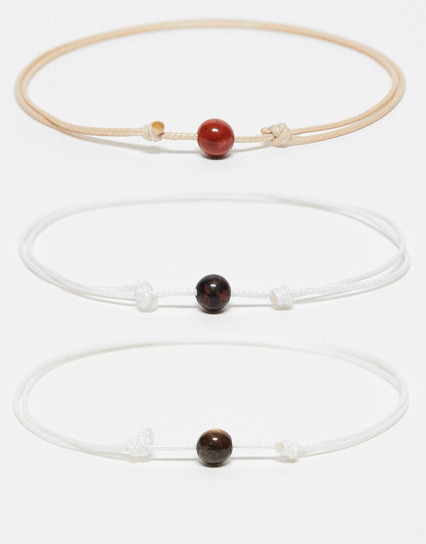 Pack Of 3 Rope Bracelets With Natural Stones