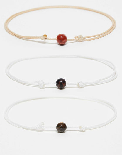 Pack Of 3 Rope Bracelets With Natural Stones