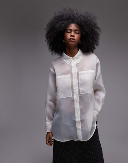 Organza Oversized Sheer Shirt