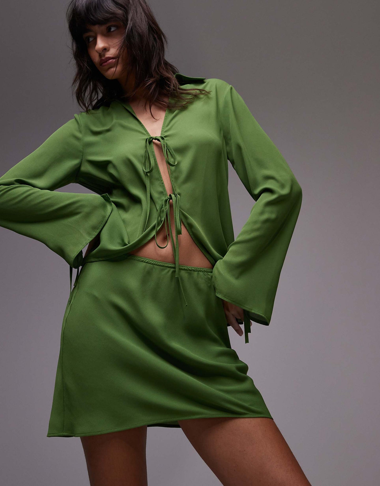 Bias Cut Crepe Mini Skirt
