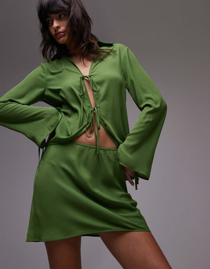 Bias Cut Crepe Mini Skirt