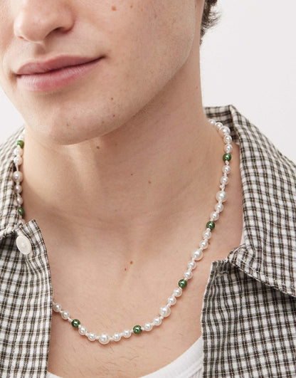 Pearl And Green Bead Necklace