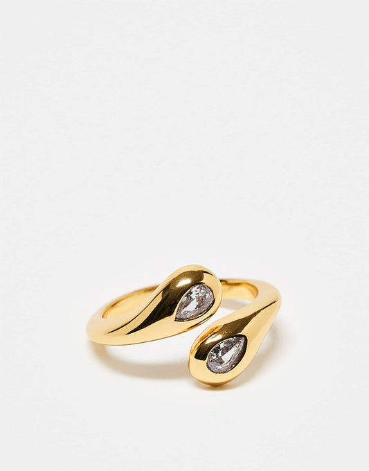 Z Adjustable Sparkle Cross Over Ring