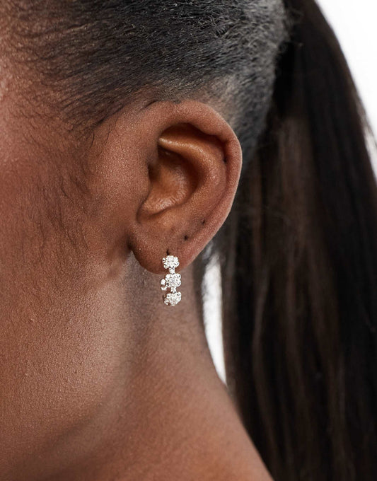 Sparkle Flower Huggie Hoops
