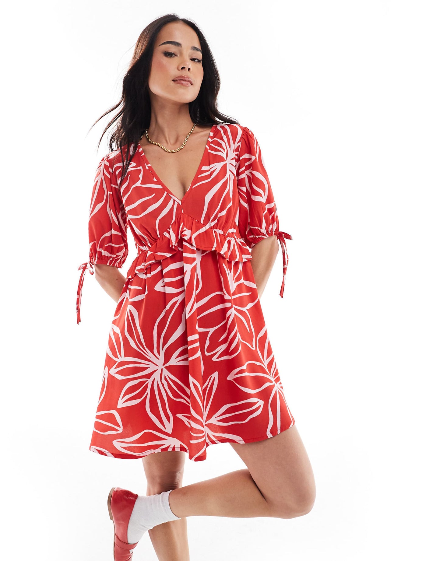 Bold Bloom Mini Smock Dress