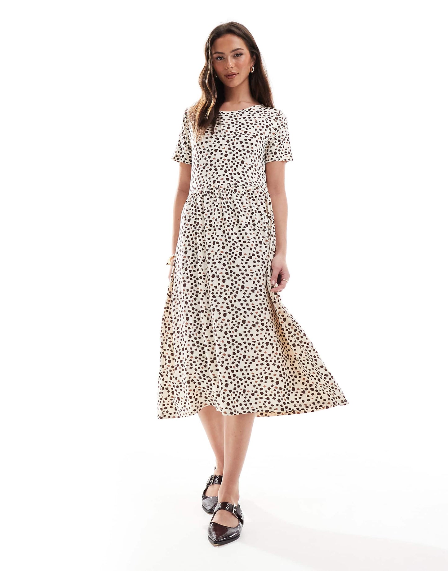 Short Sleeve Smudge Spot Midi Dress