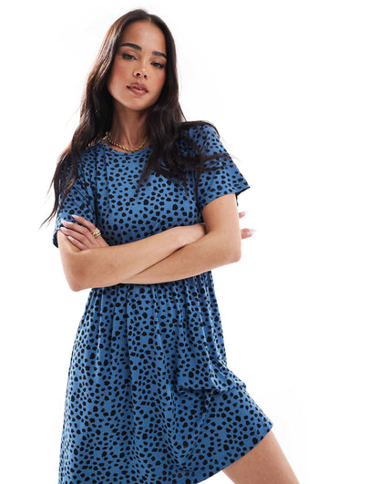 Short Sleeve Smudge Spot Mini Dress