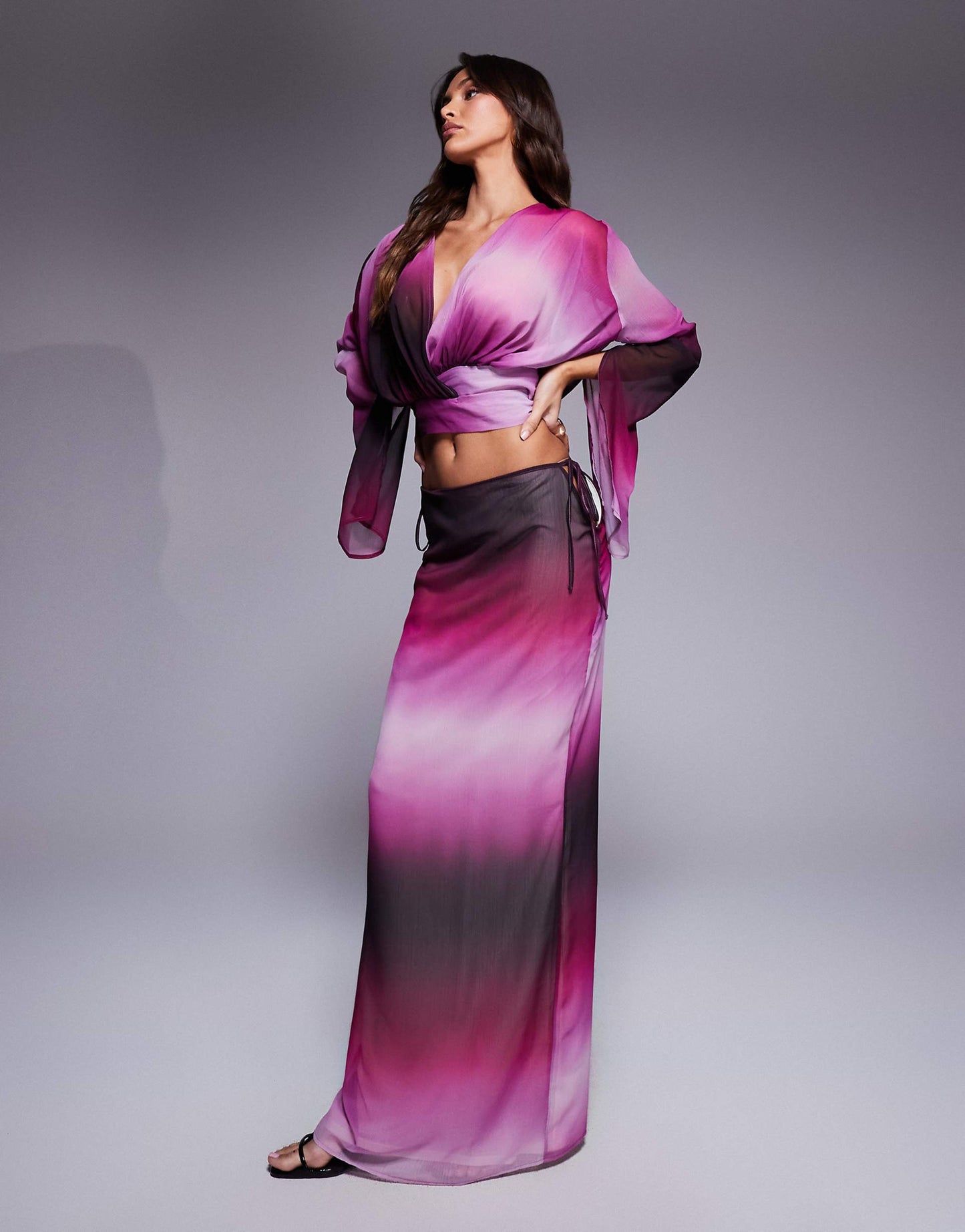 Chiffon Maxi Tie Side Beach Skirt Co-Ord