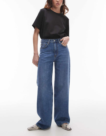 Coral High Waist Relaxed Leg Jeans