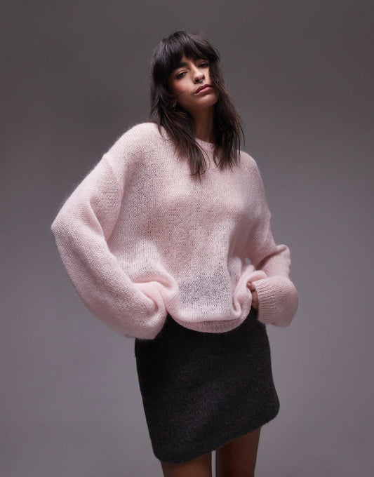 Sheer Mohair And Wool Blend Knitted Sweater