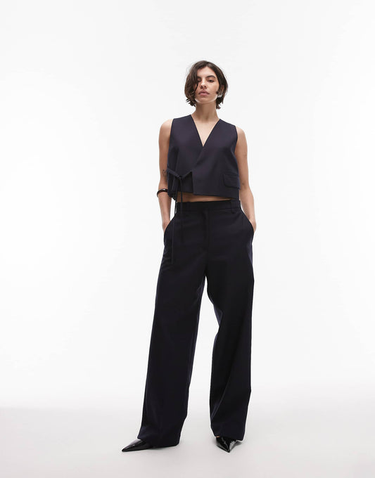 Mix And Match Pure Wool Wide Leg Tailored Trousers