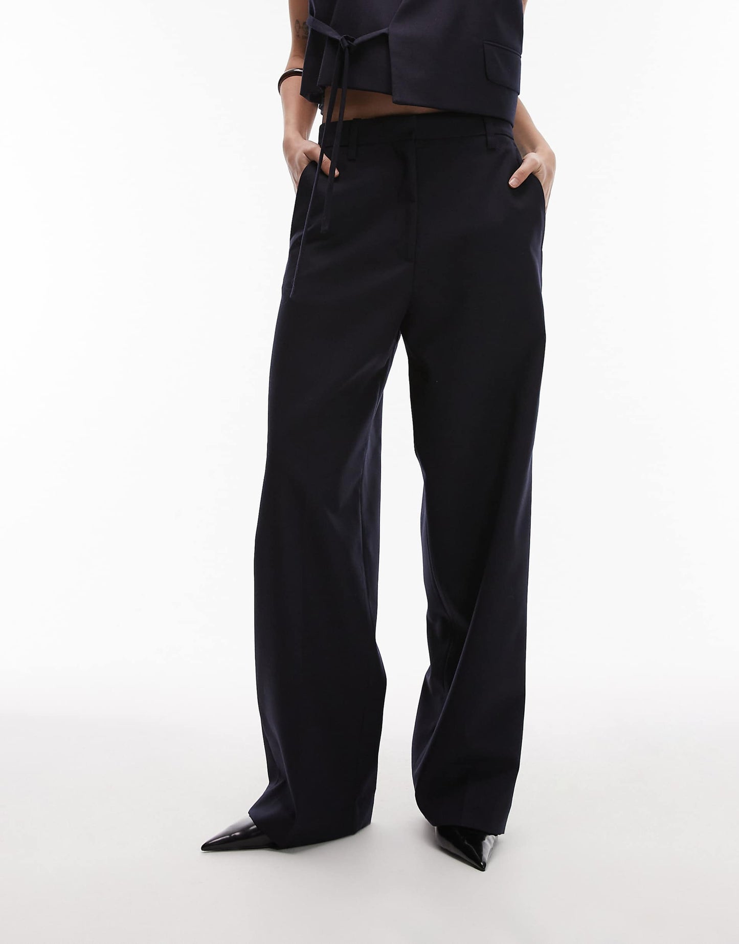 Mix And Match Pure Wool Wide Leg Tailored Trousers