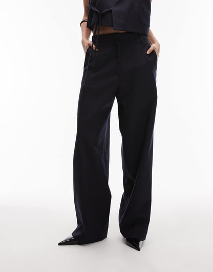 Mix And Match Pure Wool Wide Leg Tailored Trousers