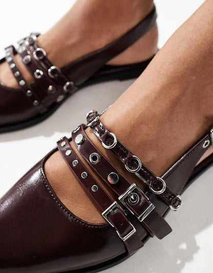 Buckle Detail Flat Slingback