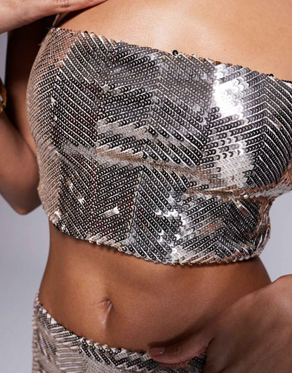 Sequin Strappy Crop Top