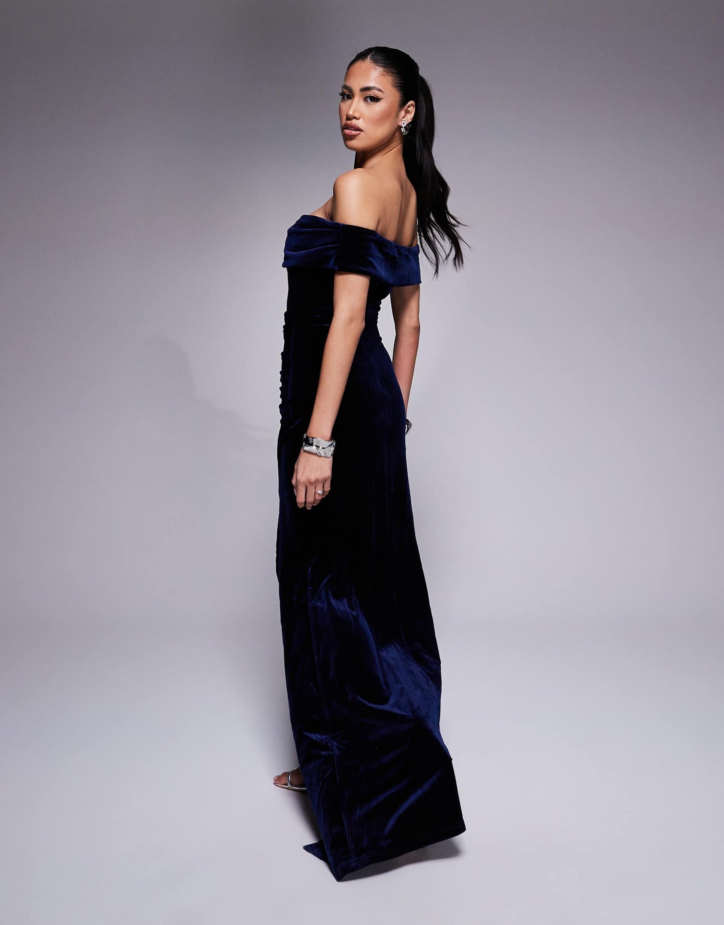 Goddiva Velvet Maxi Dress With Split