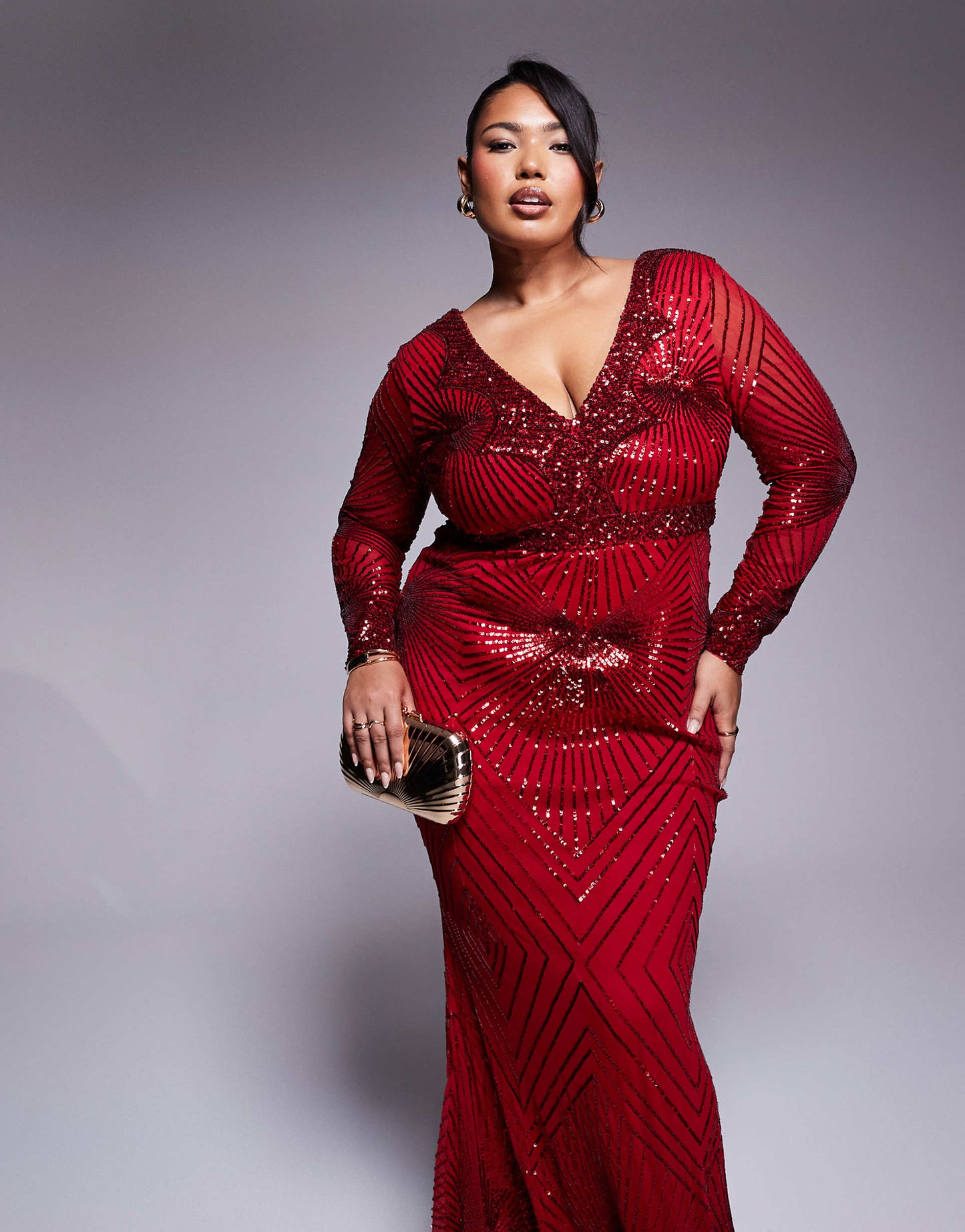 Curve Starburst Sequin Maxi Dress