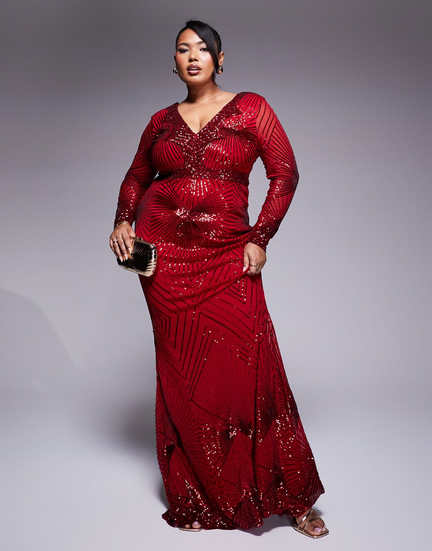 Curve Starburst Sequin Maxi Dress