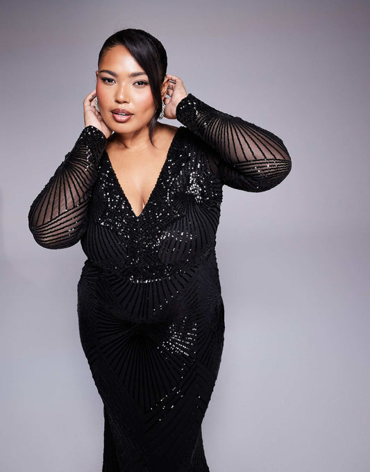 Curve Starburst Sequin Maxi Dress
