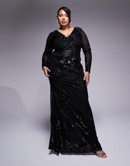 Curve Starburst Sequin Maxi Dress