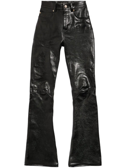 Flared Leather Trousers