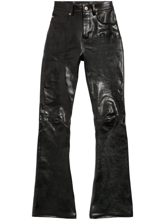 Flared Leather Trousers