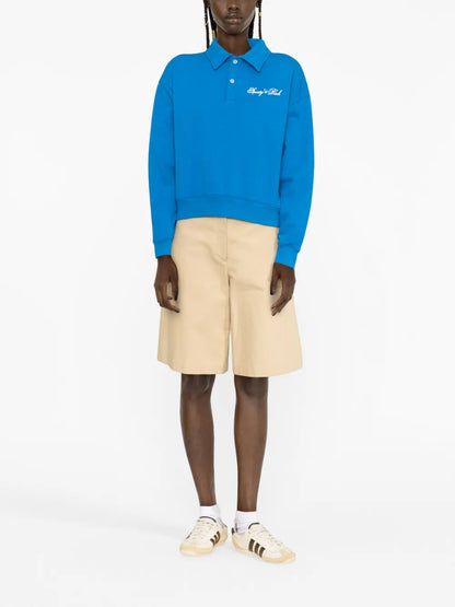 Logo-Embroidered Polo-Collar Sweatshirt