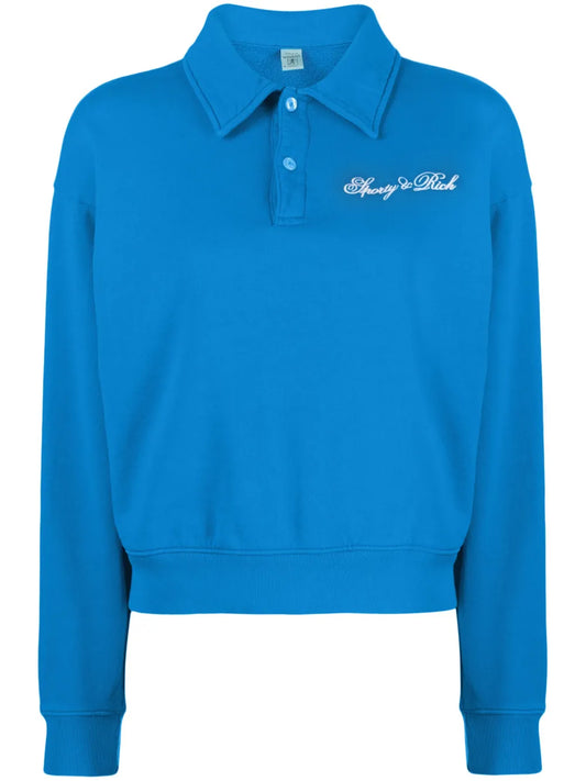 Logo-Embroidered Polo-Collar Sweatshirt