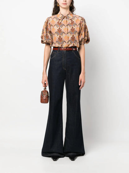 Paisley-Print Silk Shirt