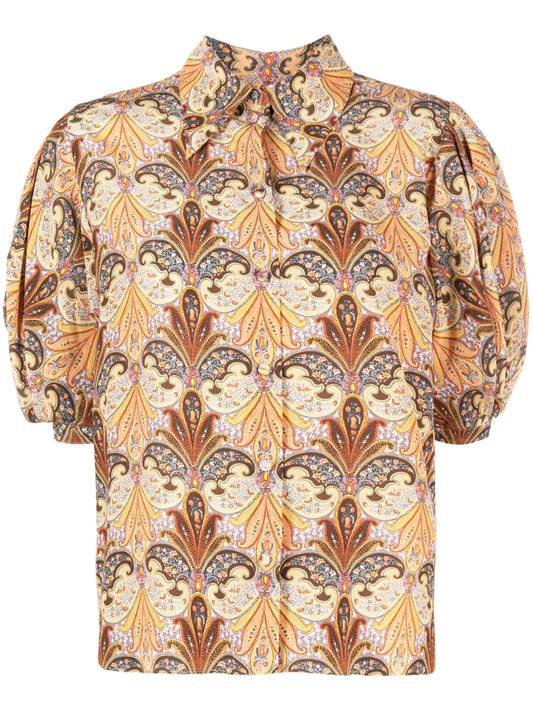Paisley-Print Silk Shirt