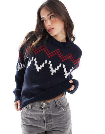 Fluffy Knitted  Fair Isle Jumper