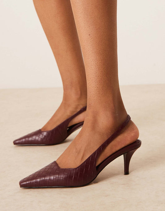Shake Weave Slingback Kitten Heels